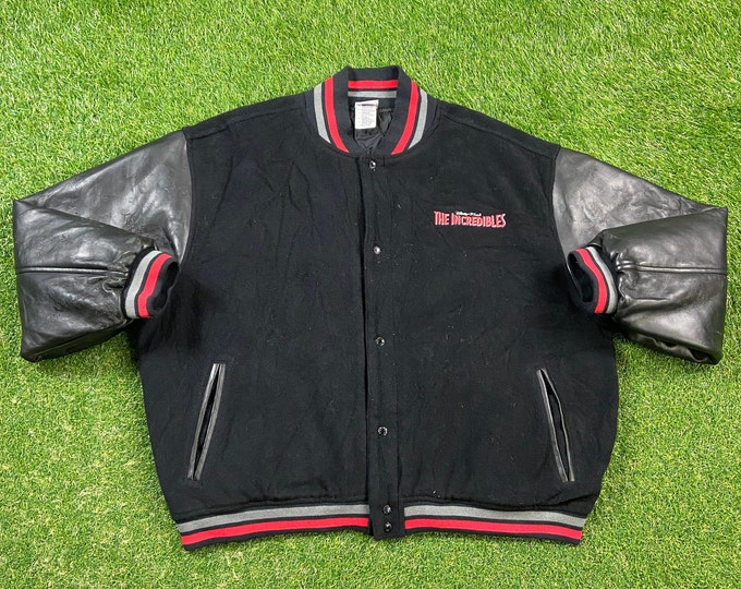 Vintage The Incredibles Jacket Size Xtra Large XL Disney Pixar Film Walt Disney World 2004 Animation Film 00s Bomber Varsity Jacket