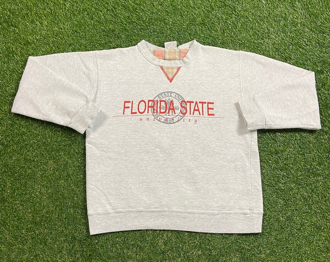 Vintage Florida State University Seminoles Crewneck Sweatshirt Made USA Size Medium M NCAA College Football FSU Tallahassee 1990s 90s