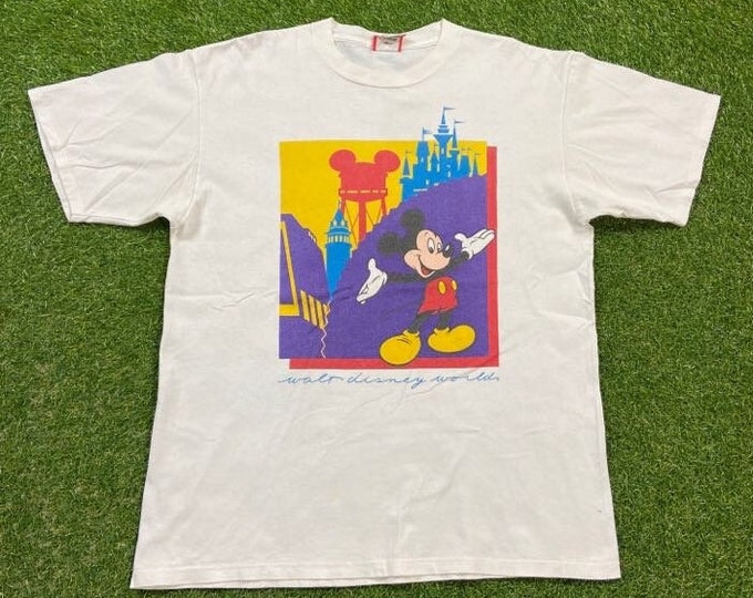 Vintage Mickey Mouse T Shirt Tee Made USA Size Xtra Large XL Walt Disney World WDW Magic Kingdom Disneyland Classic Cartoon 1990s 90s