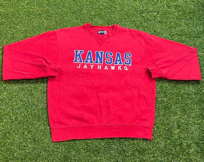 Vintage University of Kansas Crewneck Sweatshirt Size Small S NCAA College Basketball Classic Jayhawks 1990s 90s Pull Over