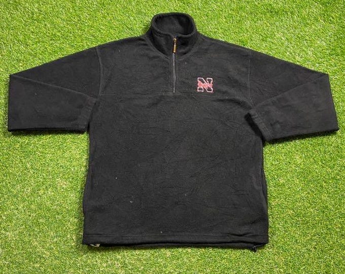 Vintage University of Nebraska Cornhuskers Fleece Sweater Size Medium M NCAA College Football 1990s 90s Pull Over Oversized