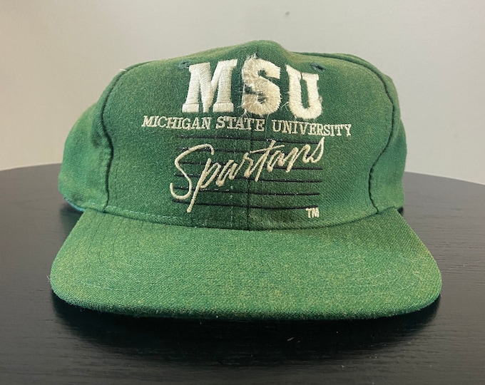 Vintage University of Michigan State Spartans Snapback Hat OSFA NCAA College Basketball Detroit Classic 1990s 90s Wool