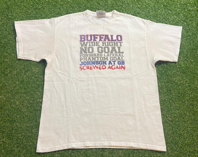 Vintage Buffalo Bills Screwed Again T Shirt Tee Made USA Size Large L NFL Football New York Ny Funny Parody Comical 1990s 90s