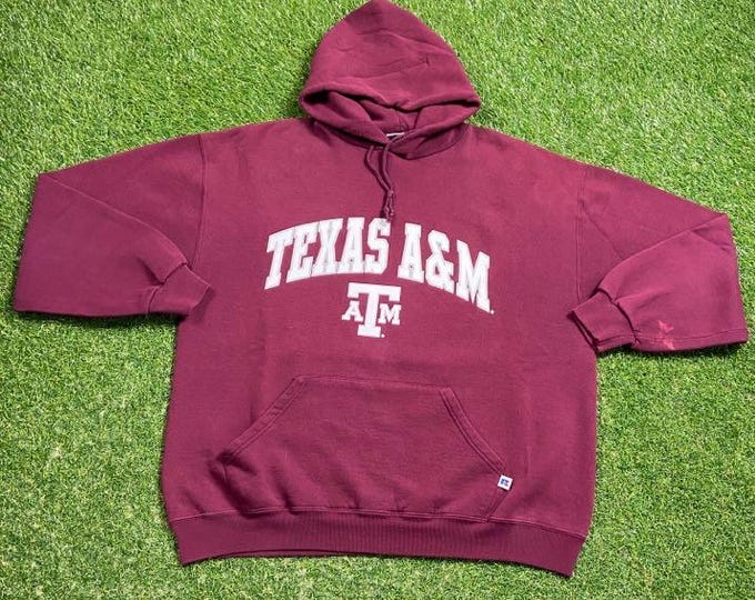 Vintage Texas A&M Aggies Hoodie Sweatshirt Size Xtra Large XL TAMU NCAA College Football Classic Pull Over Oversized 1990s 90s