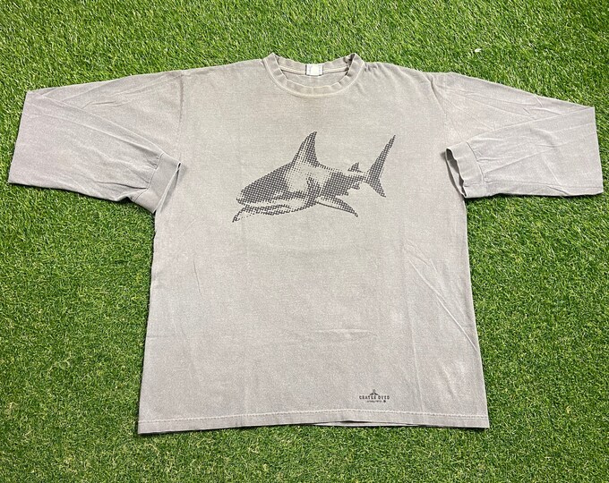 Vintage Sharks Long Sleeve T Shirt Size Large L Sea Life Sea World Planet Ocean 1990s 90s All Over