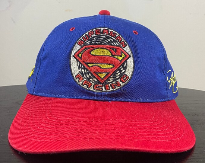 Vintage Jeff Gordon 24 Superman Snapback Hat OSFA NASCAR Racing Daytona 500 Marvel DC Comics 1990s 90s