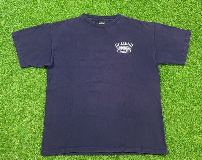 Vintage Harley Davidson 1998 State Rally T Shirt Tee Made USA Size Xtra Large XL Delaware HOG 3D Eagle Motorcycle Truckers Biker 1990s 90s