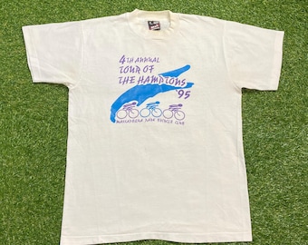 Vintage 4th Annual Tour of the Hamptons T Shirt Tee Made USA Size Medium M New York NY Bicycle Club Bike Cycle Fitness Tour de France 1990s