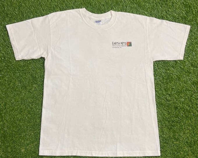 Vintage Earth Pets T Shirt Tee Gildan Size Large L Natural Pet Market Gainesville Florida Earth Day Green Environment Eco Friendly 1990s Art