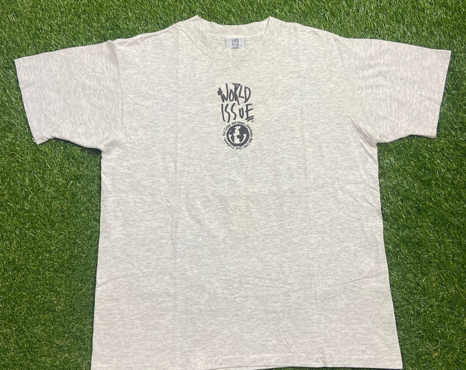 Vintage World Issue T Shirt Tee Made USA Size Large L Love Peace Harmony Balance Peace on Earth 1990s 90s