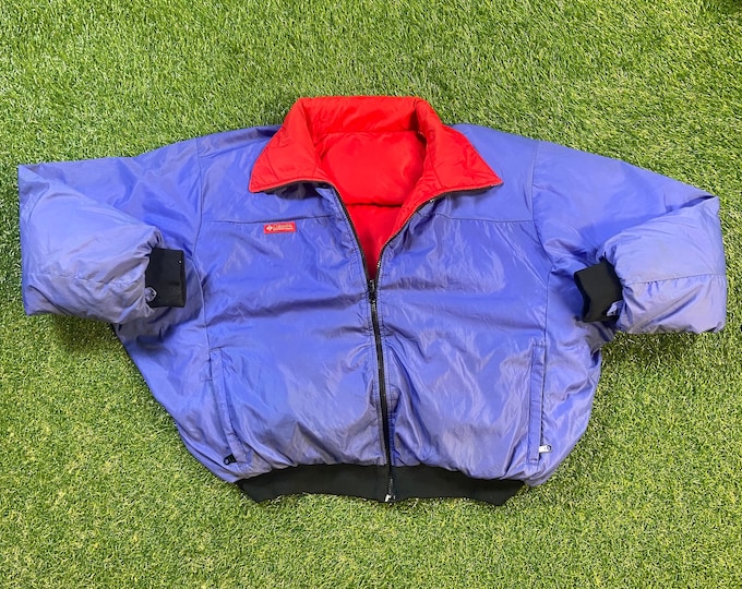 Vintage Columbia Reversible Jacket Windbreaker Size Large L Hiking Winter Coat Light Rain Coat 1990s 90s
