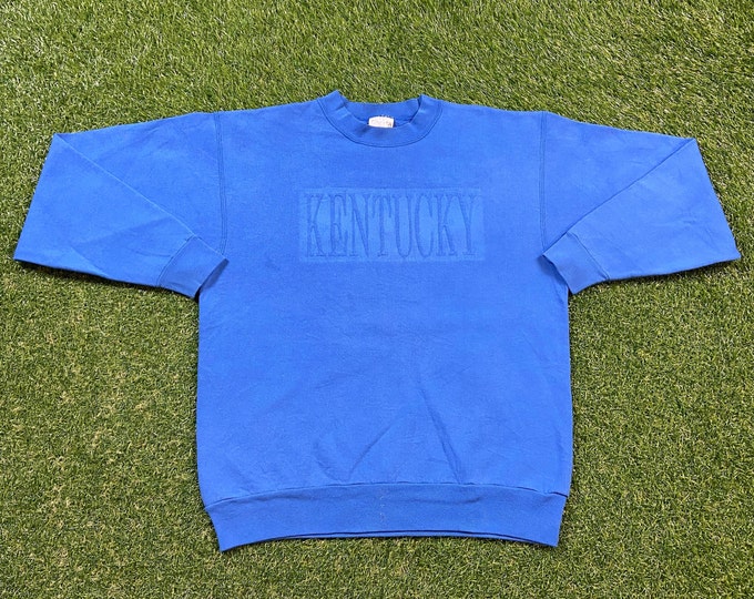 Vintage University of Kentucky Wildcats Crewneck Sweatshirt Oneita Made USA Size Xtra Large XL NCAA College Basketball Lexington Go Big Blue