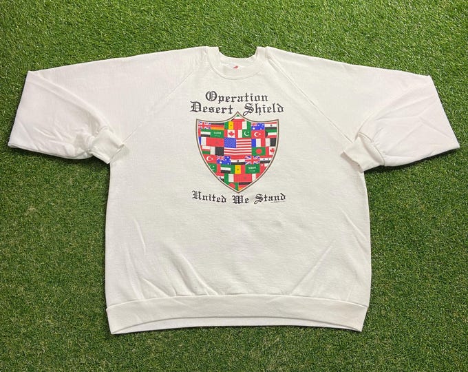 Vintage Operational Desert Shield Crewneck Sweatshirt Size XXL 2XL United States Navy Marines Army United States Military Veteran Pull Over