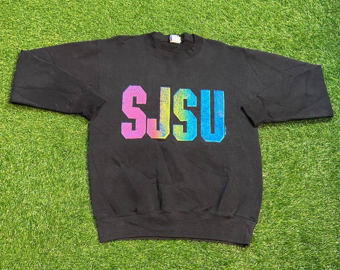 Vintage San Jose State University Crewneck Sweatshirt Made USA Size Large L SJSU California College 1990s 90s Pull Over Oversized