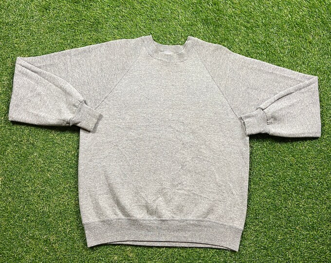 Vintage Gray Crewneck Sweatshirt Jerzees Made USA Size Large L Tri Blend Rayon Quality 1990's Comfy Great Fit Original 90s Pull Over