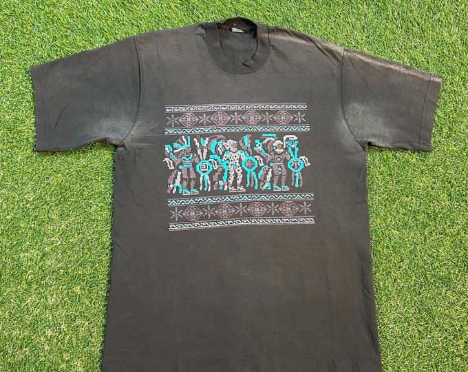 Vintage Ancient Civilization T Shirt Tee Size Large L Ancient Heritage Art 1990s 90s Native Aztec