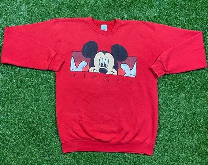 Vintage Mickey Mouse Crewneck Sweatshirt Made USA Size Large L Walt Disney World WDW Disneyland Magic Kingdom Pull Over Oversized