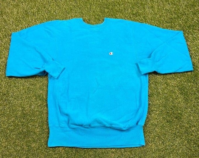 Vintage Plain Blue Champion Crewneck Sweatshirt Size Xtra Large XL Quality 1990's Oversized Comfy Great Fit Made USA Original 90s Pull Over