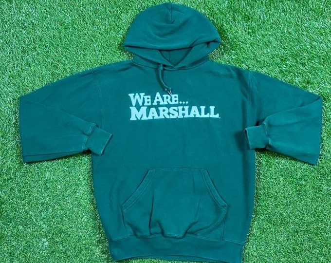 Vintage Marshall University Hoodie Sweatshirt Jansport Size Medium M NCAA College Football Huntington West Virginia Pull Over 90s