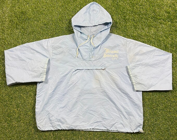 Vintage Miami University Windbreaker Jacket Size Xtra Large XL NCAA College Football Oxford Ohio Cleveland Light Rain Coat 1960s 60s