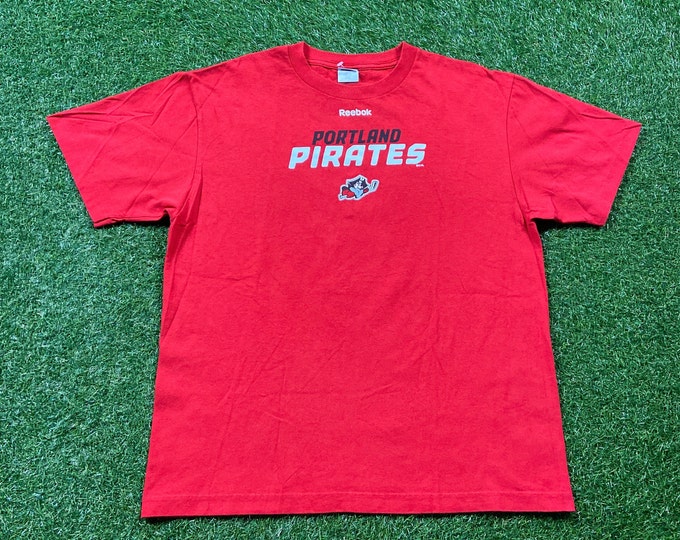 Vintage Portland Pirates T Shirt Tee Reebok Size Medium M American Hockey League Minor League NHL Maine 1990s 90s