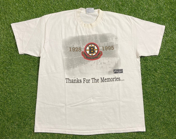 Vintage Boston Bruins T Shirt Tee Lee Made USA Size Xtra Large XL Classic NHL Hockey Massachusetts New England 1990s 90s