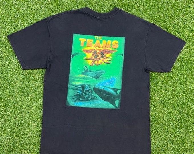 Vintage Seal Team 2 T Shirt Tee Hanes Size Large L US Navy Marines Army United States Military Veteran 1990s 90s