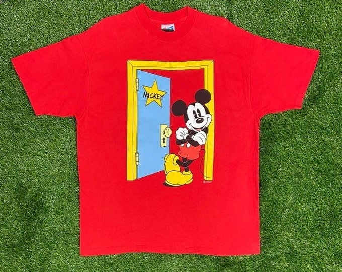 Vintage Mickey Mouse Tee T Shirt Hanes Made USA Orlando FL 1990s Walt Disney World Classic 90s Magic Kingdom Size Xtra Large XL