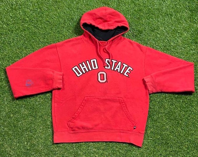 Vintage Ohio State University Hoodie Sweatshirt Size Small S Cleveland NCAA College Football Basketball OSU Pull Over Oversized 1990s 90s