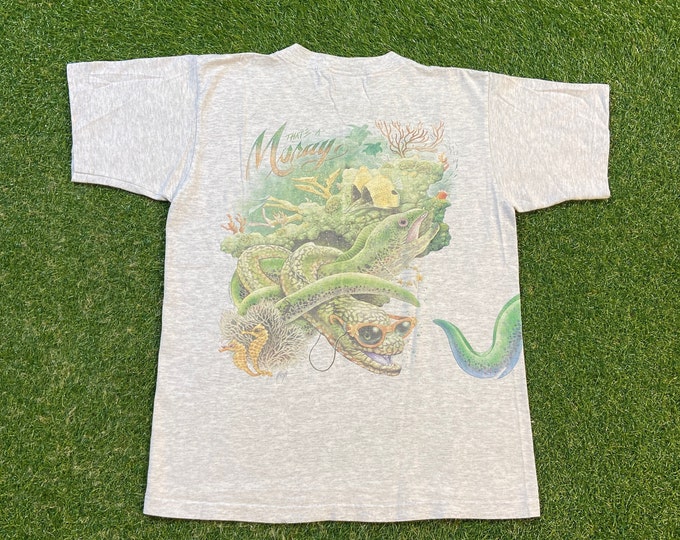 Vintage Caribbean Soul T Shirt Tee Made USA Large L Tropical Caribbean Island Beach Vacation Planet Ocean 1990s 90s Thats a Morey Eel Pun