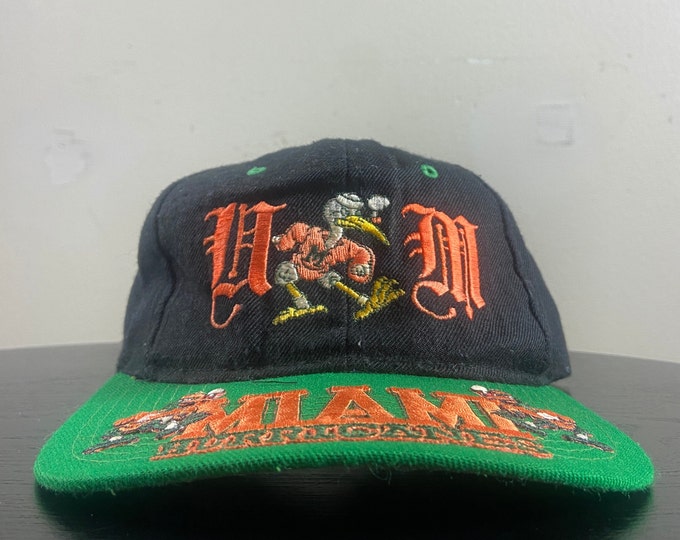 Vintage University of Miami Hurricanes Snapback Hat OSFA 305 The U Miami Florida NCAA College Football 1990s 90s