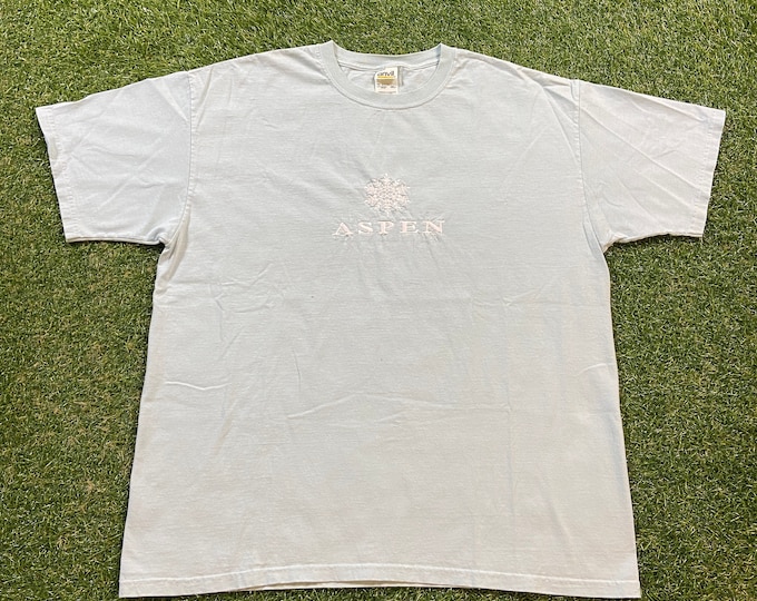 Vintage Aspen T Shirt Tee Anvil Size Xtra Large XL Rocky Mountains Denver Boulder Colorado 1990s 90s