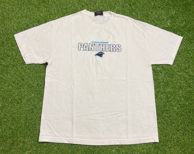 Vintage Carolina Panthers T Shirt Tee Antigua Size Xtra Large XL NFL Football NFC Charlotte North Carolina 1990s 90s