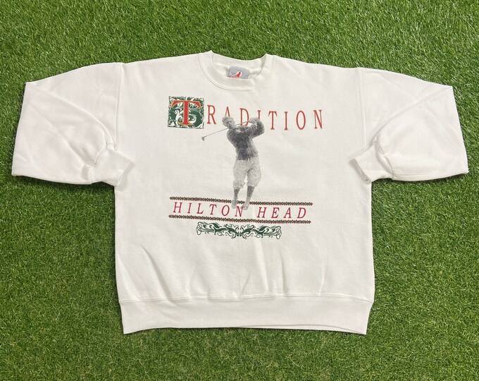 Vintage Tradition Hilton Head Crewneck Sweatshirt Size L Golf Masters Tournament US Open Masters Collection Tiger Woods Pull Over Oversized