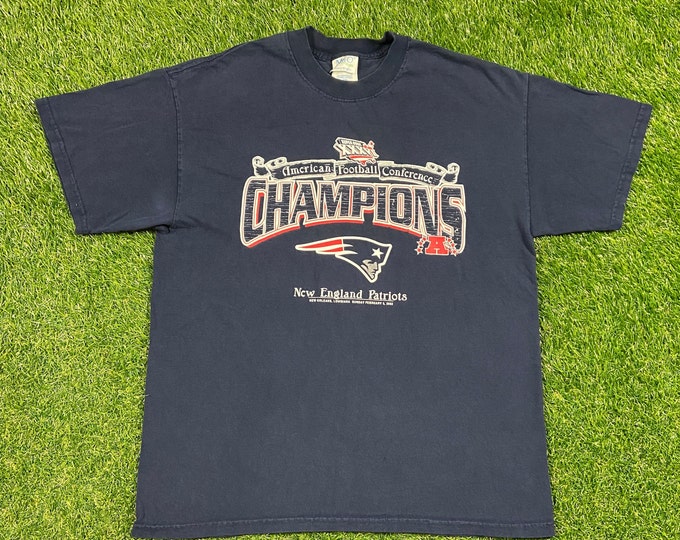 Vintage New England Patriots Super Bowl XXXVI T Shirt Tee M&O Knits Size Large L NFL Football Boston Massachusetts Tom Brady 1990s 90s