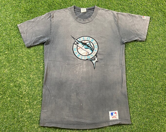 Vintage Florida Marlins T Shirt Tee Nutmeg Mills Made Usa Size Xtra Large XL MLB Baseball Miami FL 1990s 90s