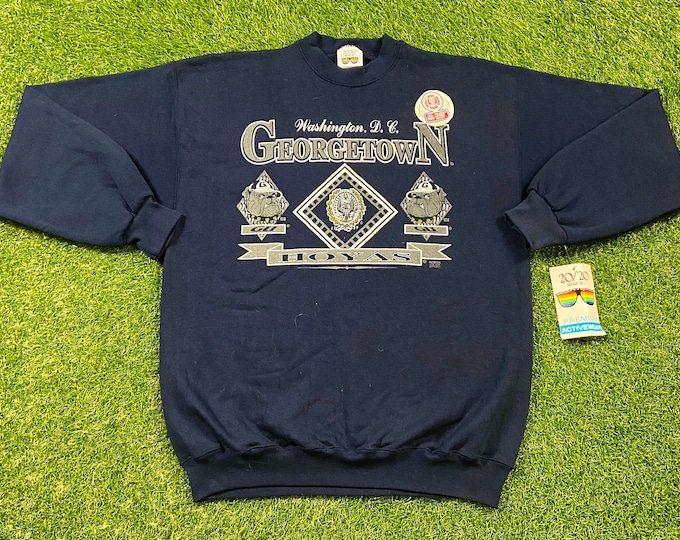 Vintage Georgetown University Hoyas Crewneck Sweatshirt Made USA Large L Washington DC NCAA College Basketball Pull Over Brand New with tags