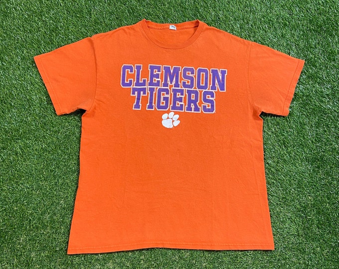 Vintage Clemson University Tigers T Shirt Tee Delta Size Large L NCAA College Football South Carolina Classic 90s 1990s