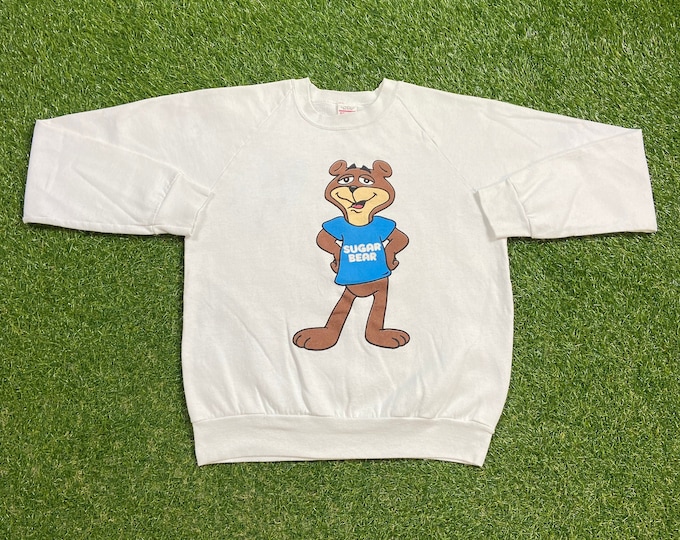 Vintage Sugar Bear Crewneck Sweatshirt Made USA Size Medium M Classic Cereal Promo Golden Crisp 1990s 90s Pull Over Oversized