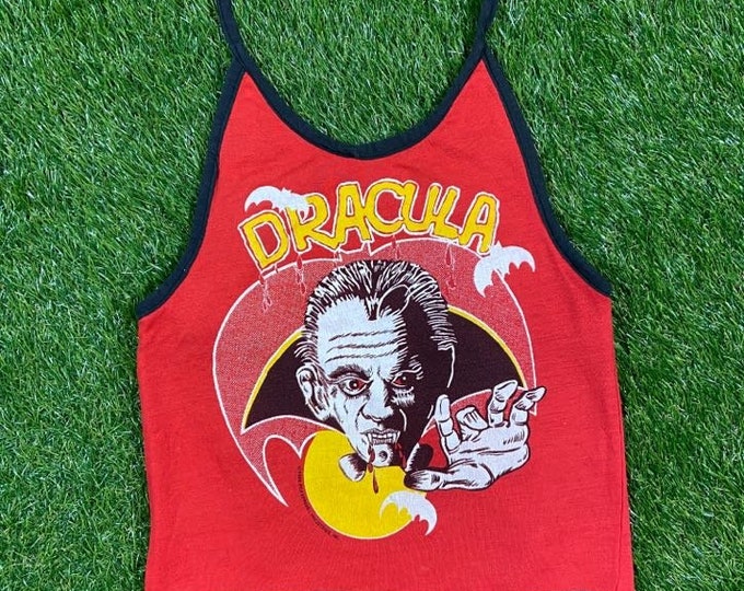Vintage Dracula 1988 Tank Top Size XXS Halloween Trick or Treat Oct 31 Spooky Castlevania 1980s 80s Womens Halter Top