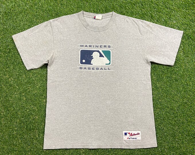 Vintage Seattle Mariners T Shirt Tee Majestic Made USA Size Large L Ken Griffey Jr MLB Baseball Washington 1990s 90