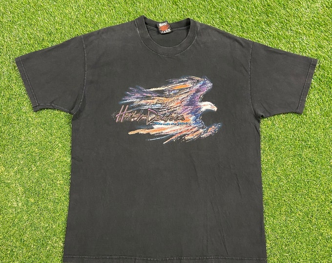 Vintage Harley Davidson Gastonia North Carolina T Shirt Tee Hanes Made USA Size Xtra Large XL Truckers Biker 1980s 80s