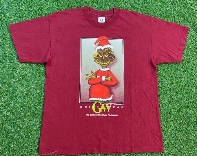 Vintage Grinch T Shirt Tee Murina Made USA Size Xtra Large XL Dr Seuss Christmas XMAS Horton Hears Who Classic Childrens Cartoon 90s Cat Hat