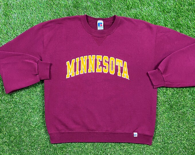 Vintage University of Minnesota Golden Gophers Crewneck Sweatshirt Russell Athletic Size Large L NCAA College Football Pull Over Oversized