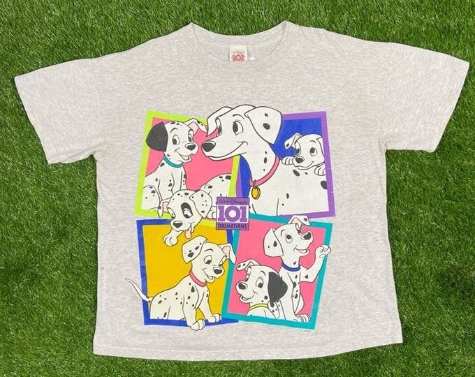 Vintage 101 Dalmatians T Shirt Tee Xtra Large Made USA Walt Disney Sun Sportswear 1996 90's Animated Movie Mickey Mouse Pongo Perdita