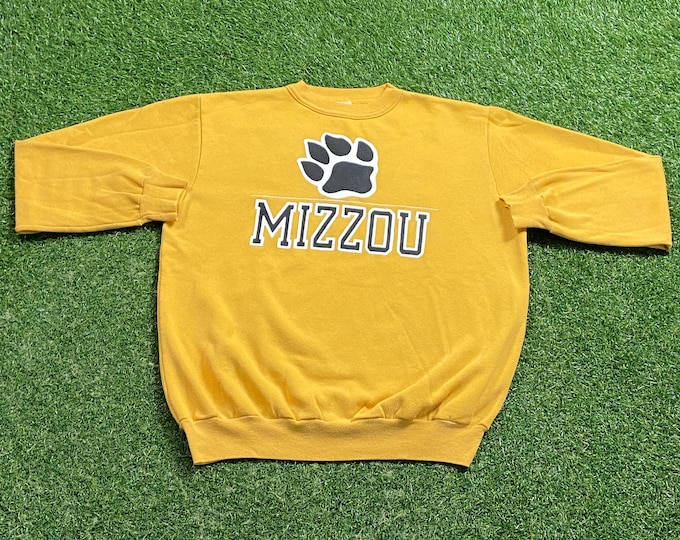Vintage University of Missouri Tigers Crewneck Sweatshirt Made USA Size Large L NCAA College Football Columbia Classic Pull Over 1990s 90s
