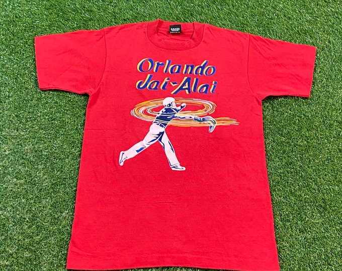 Vintage Orlando Jai Alai T Shirt Tee Screen Stars Made USA Size Medium M Racquetball Florida FL 1990s 90s