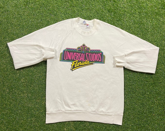Vintage Universal Studios Florida Crewneck Sweatshirt Anvil Made USA Size Large L Orlando FL California Amusement Park Pull Over Oversized