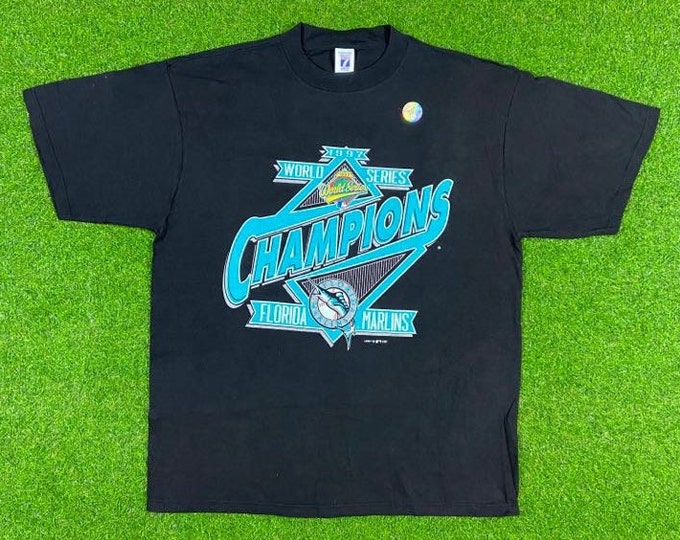 Vintage Florida Marlins 1997 World Series Champs T Shirt Tee MLB Baseball National League Logo 7 XL Xtra Large 1990s 90s Classic