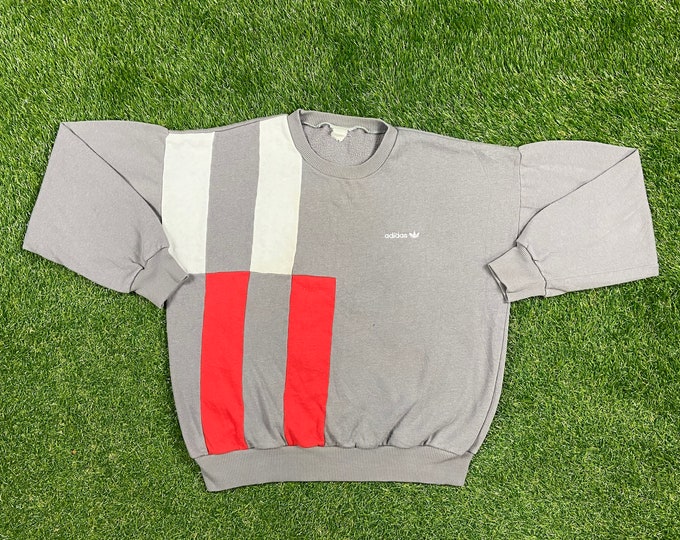 Vintage Adidas Crewneck Sweatshirt Size Large L RARE New York Three Stipes Yeezy Run DMC 80s Warm Cozy Comfy 1980s Classic Logo Original